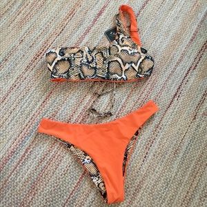 Reversible snake skin bikini